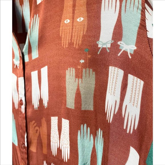 Nice Things Woodland Print Long Sleeve Blouse - Picture 5 of 8